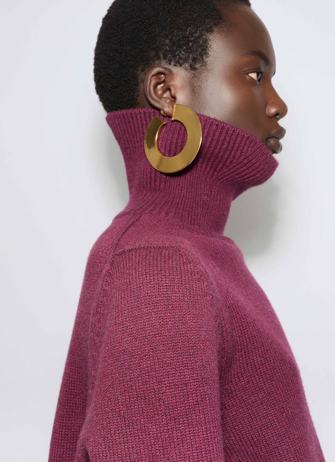 CASHMERE KNIT CROPPED JUMPER ALAÏA BURGUNDY CASHMERE KNIT CROPPED JUMPER